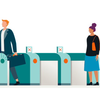 Using GitLab Access Tokens effectively - subway tollgate - blog illustration square-1