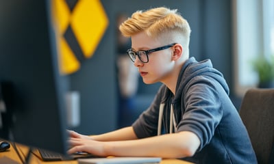 A young junior developer working