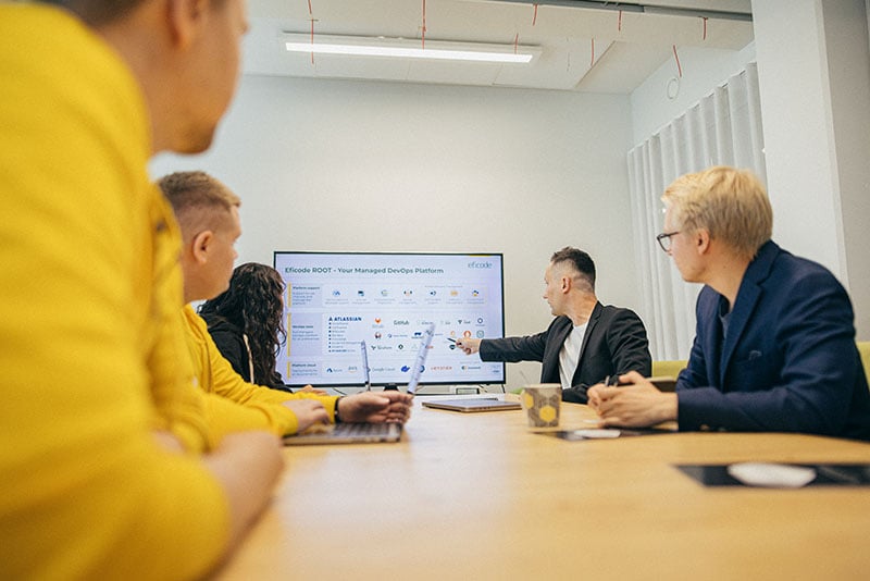 Meeting with partners around a table