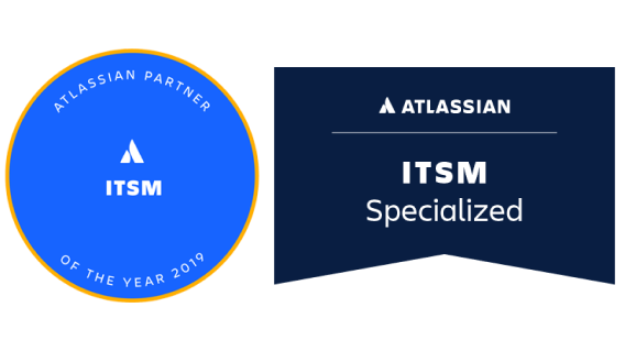 Kaksi Atlassian ITSM badgea