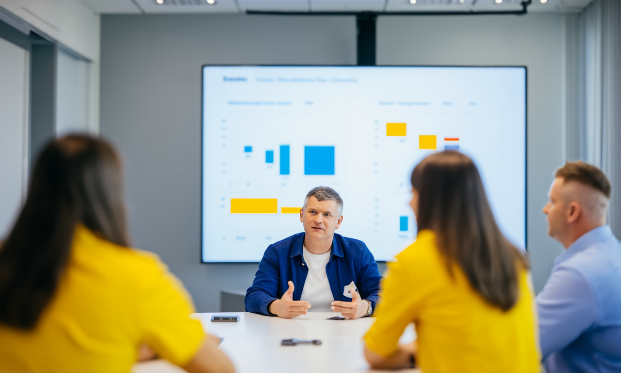 Meeting with customers with charts